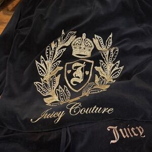 Juicy Couture Black Velour Jacket with Gold Crest